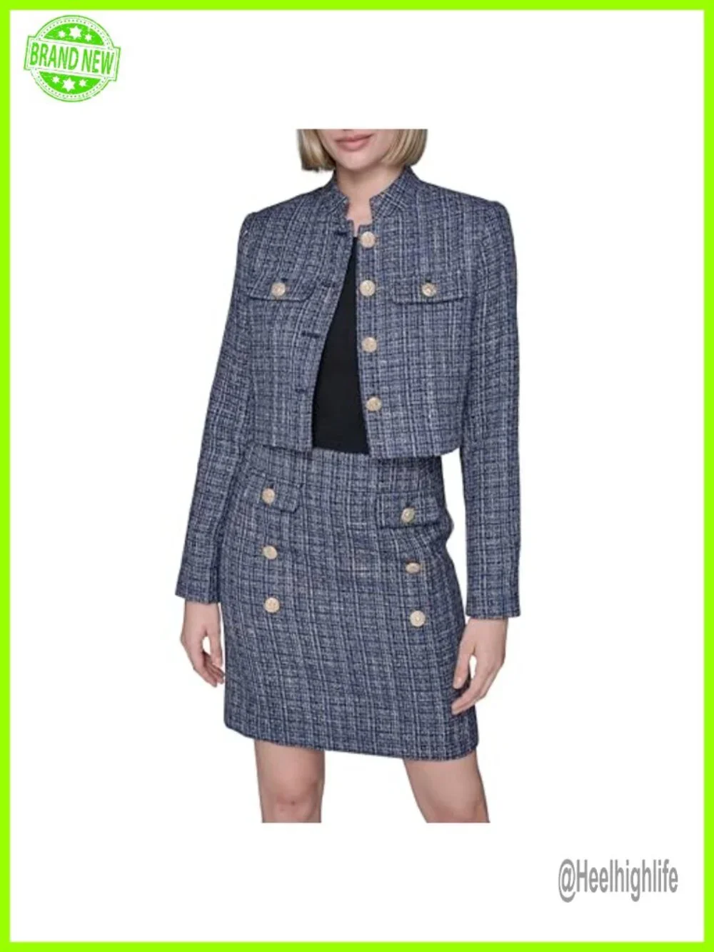Chic Long Sleeve Embellished Tweed Cropped Jacket